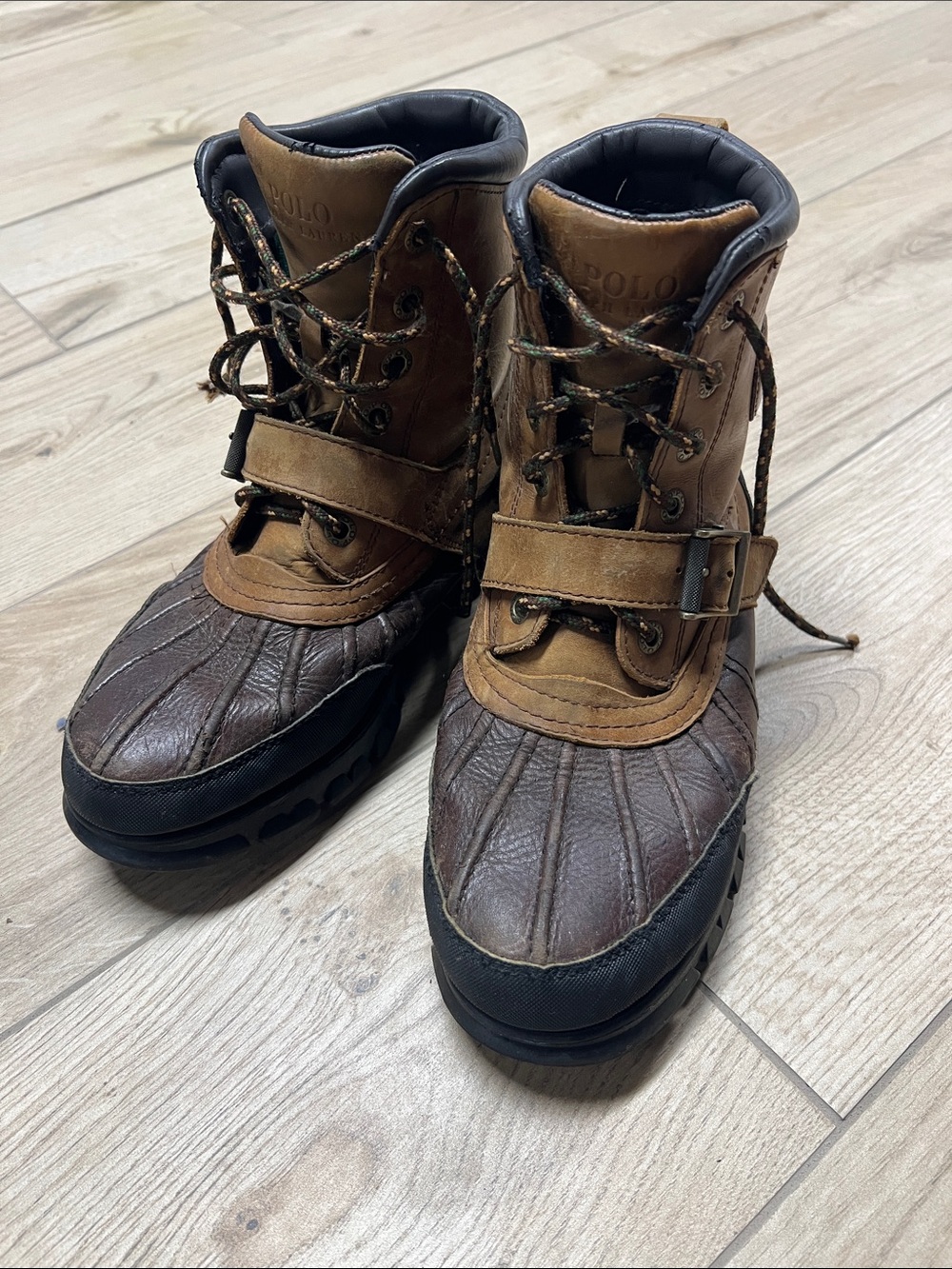 Polo by Ralph Lauren Brown Two-Tone Leather Duck Boots